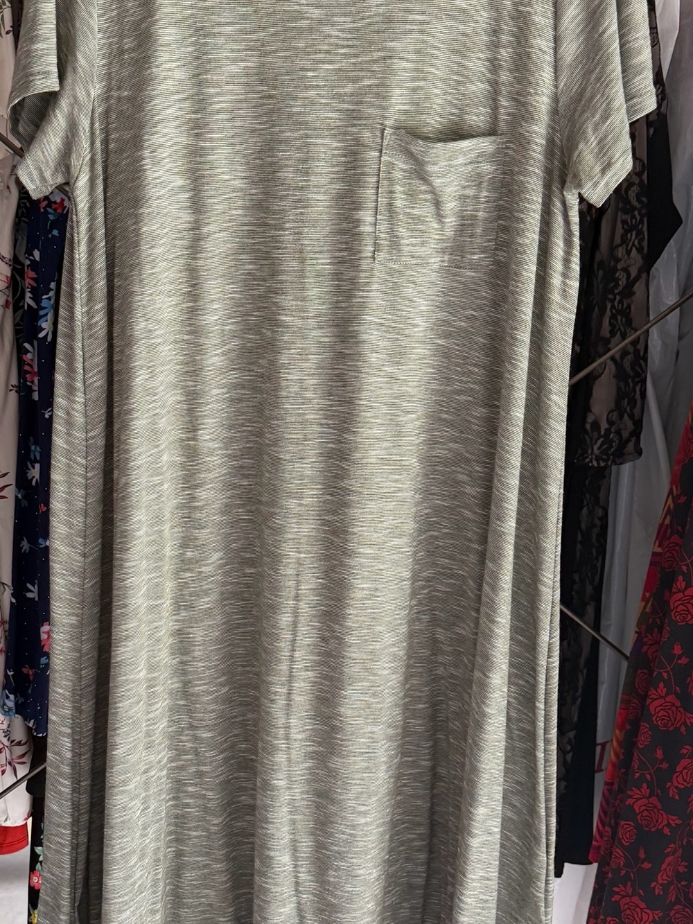 LuLaRoe Heathered Light Gray Maxi Dress with Pocket